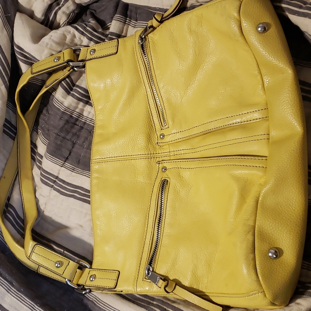 EUC Tignanello yellow leather handbag
